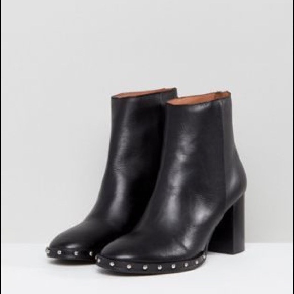 Saints Inez Black Leather Booties Size 